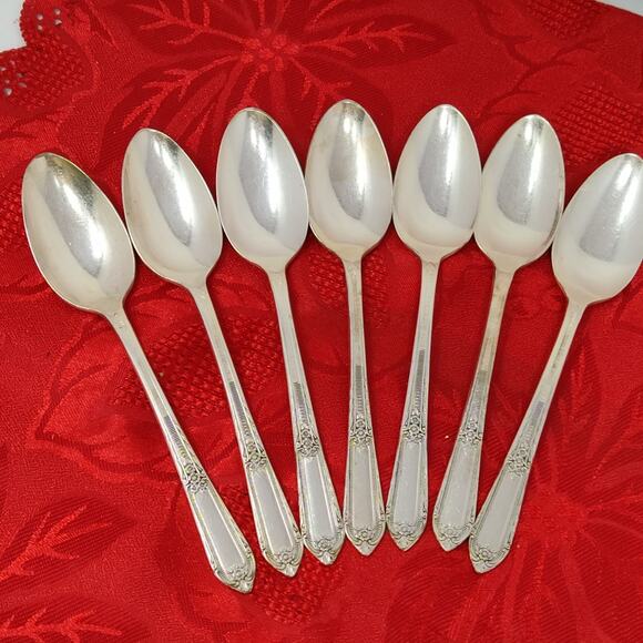 7X Tsp COTILLION Rogers Vintage Silverplate Flatware IS Teaspoons - Picture 4 of 13